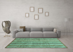 Machine Washable Abstract Turquoise Modern Area Rugs in a Living Room,, wshabs3688turq