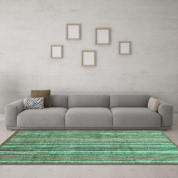 Machine Washable Abstract Turquoise Modern Area Rugs in a Living Room,, wshabs3688turq
