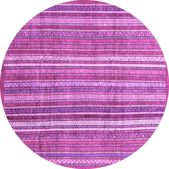 Round Machine Washable Abstract Purple Modern Area Rugs, wshabs3688pur