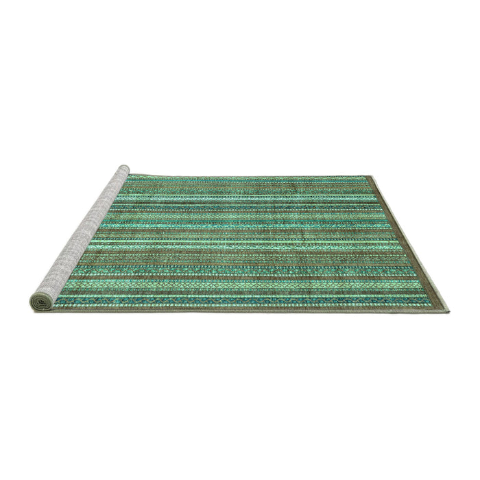 Sideview of Machine Washable Abstract Turquoise Modern Area Rugs, wshabs3688turq