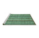 Sideview of Machine Washable Abstract Turquoise Modern Area Rugs, wshabs3688turq