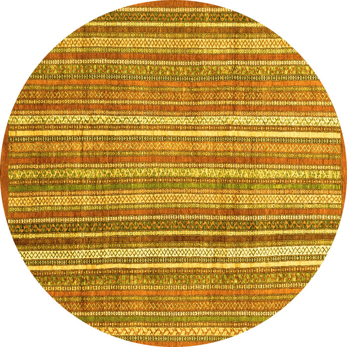 Round Abstract Yellow Modern Rug, abs3688yw