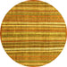 Round Abstract Yellow Modern Rug, abs3688yw