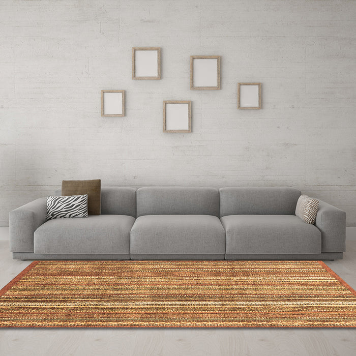 Machine Washable Abstract Brown Modern Rug in a Living Room,, wshabs3688brn