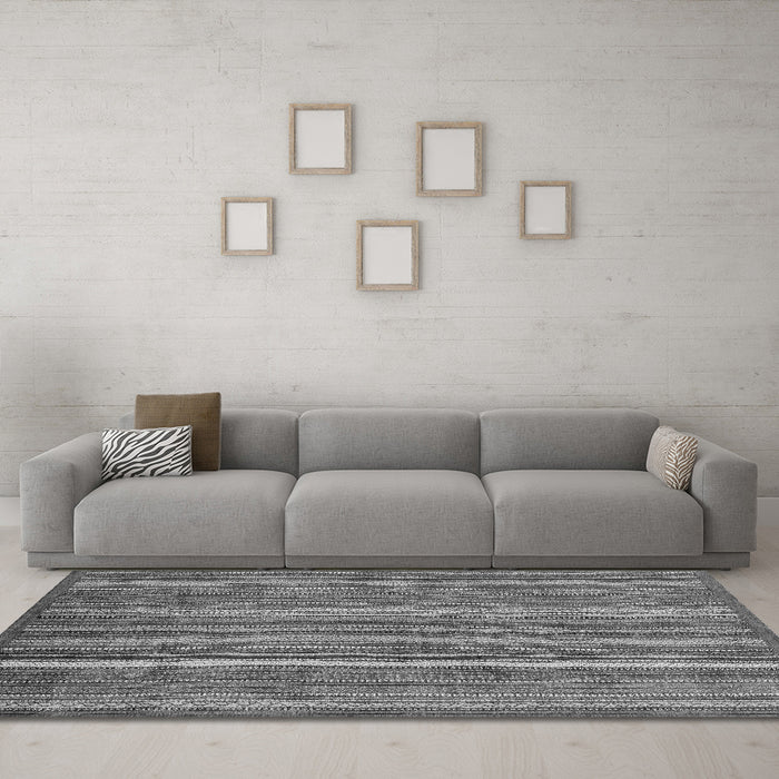 Machine Washable Abstract Gray Modern Rug in a Living Room,, wshabs3689gry