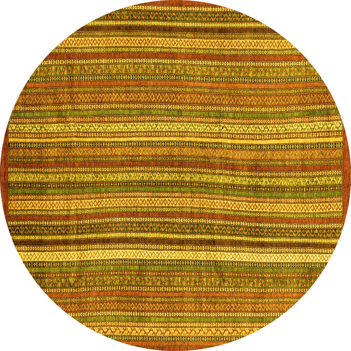 Round Abstract Yellow Modern Rug, abs3689yw