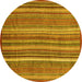 Round Abstract Yellow Modern Rug, abs3689yw