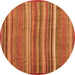 Round Abstract Orange Modern Rug, abs3689org