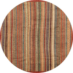 Round Machine Washable Abstract Tomato Red Rug, wshabs3689