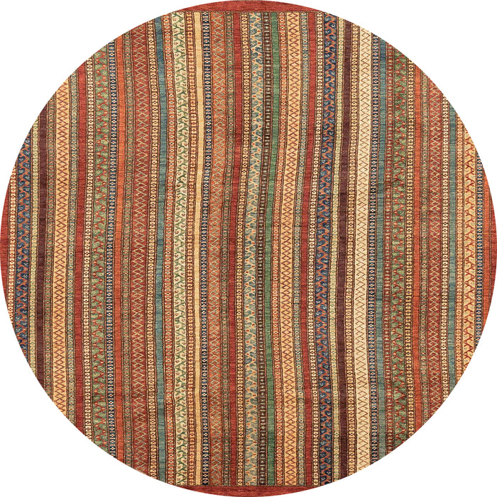 Round Machine Washable Abstract Tomato Red Rug, wshabs3689