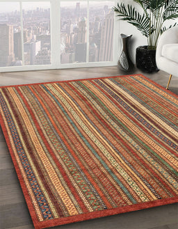 Machine Washable Abstract Tomato Red Rug in a Family Room, wshabs3689