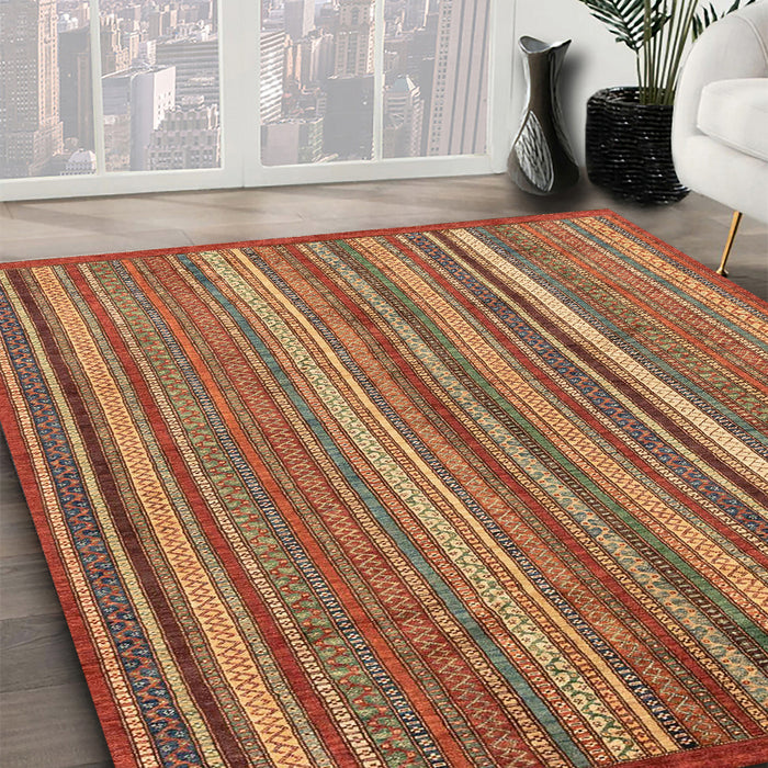 Machine Washable Abstract Tomato Red Rug in a Family Room, wshabs3689