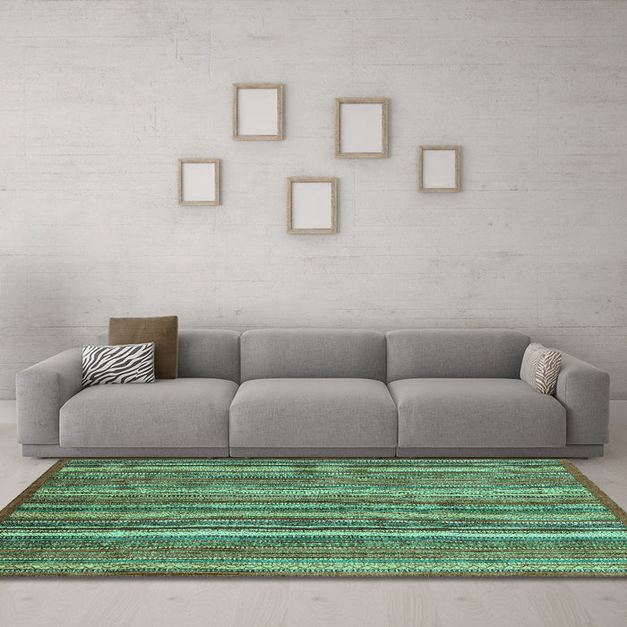 Machine Washable Abstract Turquoise Modern Area Rugs in a Living Room,, wshabs3689turq