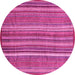 Round Machine Washable Abstract Pink Modern Rug, wshabs3689pnk