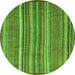 Round Abstract Green Modern Rug, abs3689grn