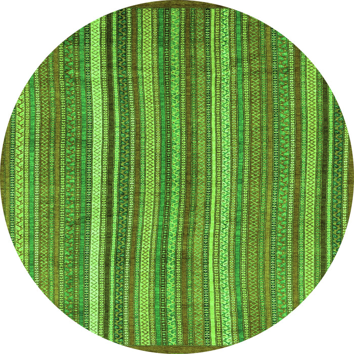 Round Machine Washable Abstract Green Modern Area Rugs, wshabs3689grn