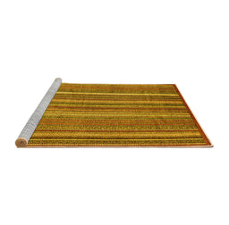 Sideview of Machine Washable Abstract Yellow Modern Rug, wshabs3689yw