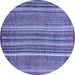 Round Machine Washable Abstract Blue Modern Rug, wshabs3689blu