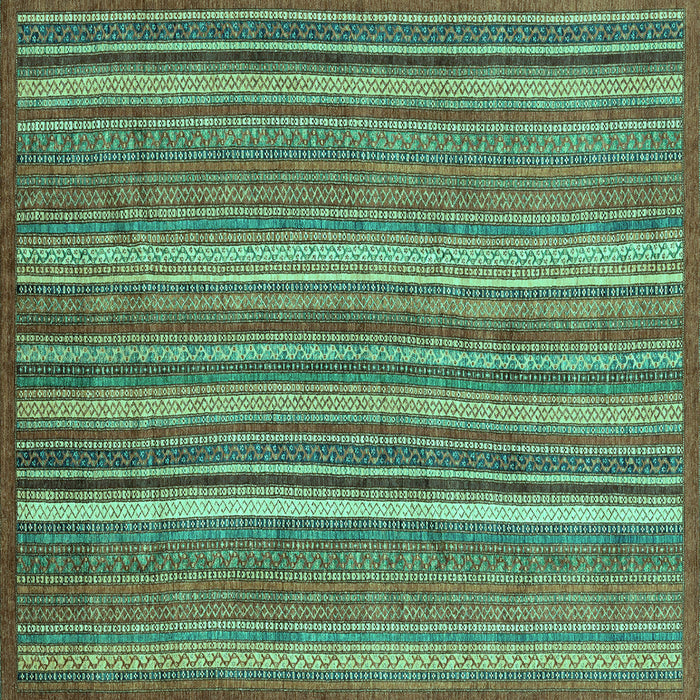 Square Machine Washable Abstract Turquoise Modern Area Rugs, wshabs3689turq