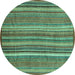 Round Abstract Turquoise Modern Rug, abs3689turq