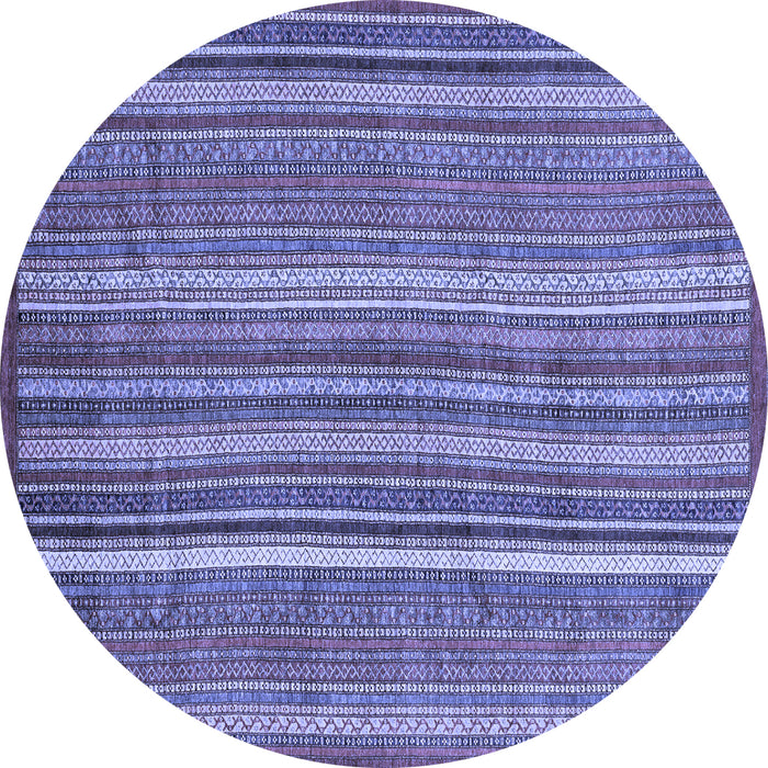 Round Abstract Blue Modern Rug, abs3689blu