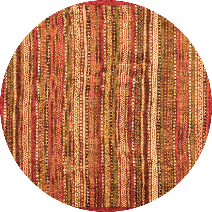 Round Machine Washable Abstract Orange Modern Area Rugs, wshabs3689org
