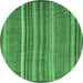 Round Abstract Emerald Green Modern Rug, abs3689emgrn