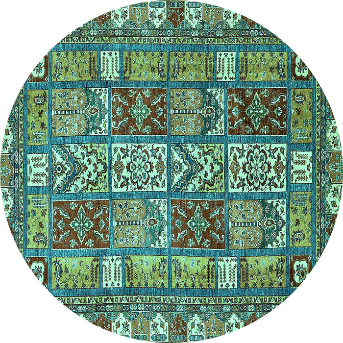 Round Machine Washable Abstract Turquoise Modern Area Rugs, wshabs368turq