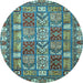 Round Machine Washable Abstract Light Blue Modern Rug, wshabs368lblu