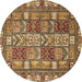 Round Machine Washable Abstract Brown Modern Rug, wshabs368brn