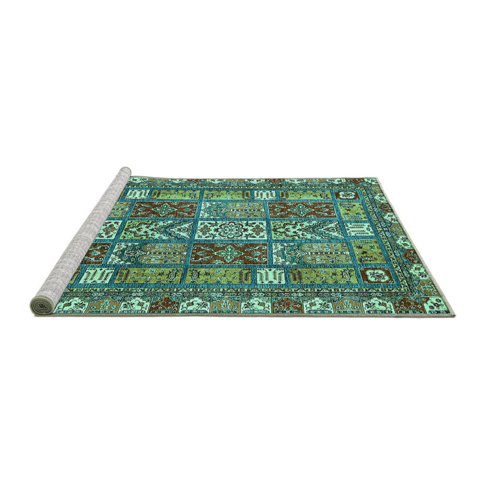Sideview of Machine Washable Abstract Turquoise Modern Area Rugs, wshabs368turq
