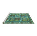 Sideview of Machine Washable Abstract Turquoise Modern Area Rugs, wshabs368turq