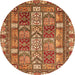 Round Abstract Orange Modern Rug, abs368org