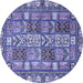 Round Abstract Blue Modern Rug, abs368blu