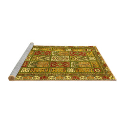 Sideview of Machine Washable Abstract Yellow Modern Rug, wshabs368yw
