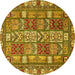 Round Machine Washable Abstract Yellow Modern Rug, wshabs368yw