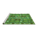 Sideview of Machine Washable Abstract Green Modern Area Rugs, wshabs368grn