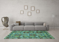 Machine Washable Abstract Turquoise Modern Rug, wshabs368turq