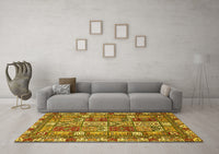 Machine Washable Abstract Yellow Modern Rug, wshabs368yw