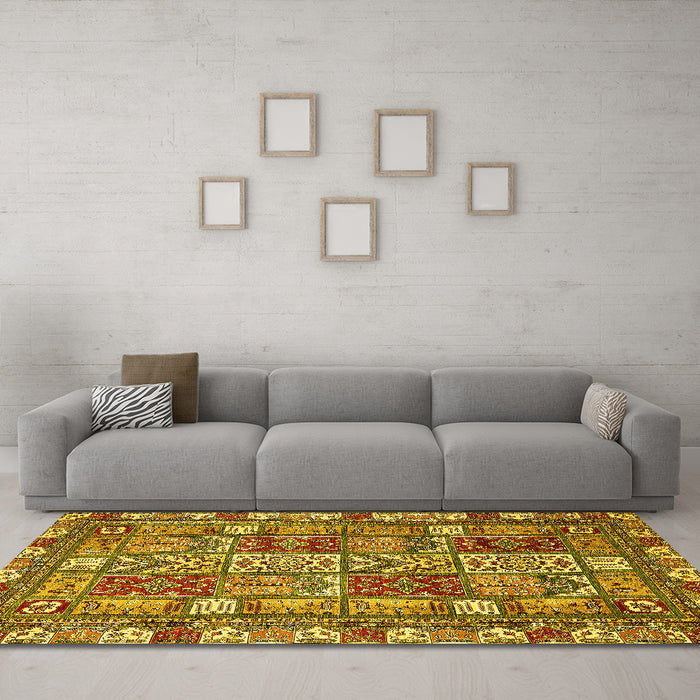 Machine Washable Abstract Yellow Modern Rug in a Living Room, wshabs368yw