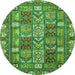 Round Machine Washable Abstract Green Modern Area Rugs, wshabs368grn