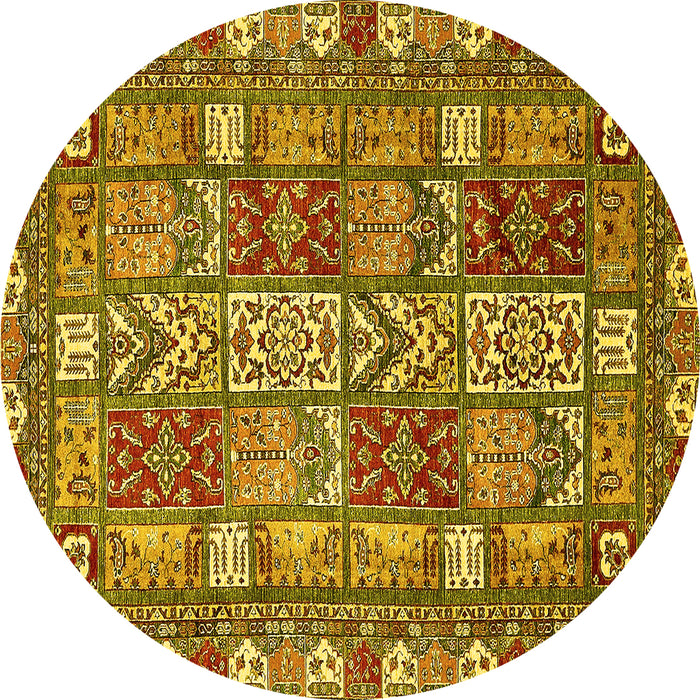 Round Abstract Yellow Modern Rug, abs368yw