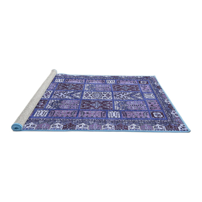 Sideview of Machine Washable Abstract Blue Modern Rug, wshabs368blu