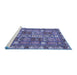 Sideview of Machine Washable Abstract Blue Modern Rug, wshabs368blu