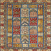 Square Abstract Red Brown Modern Rug, abs368