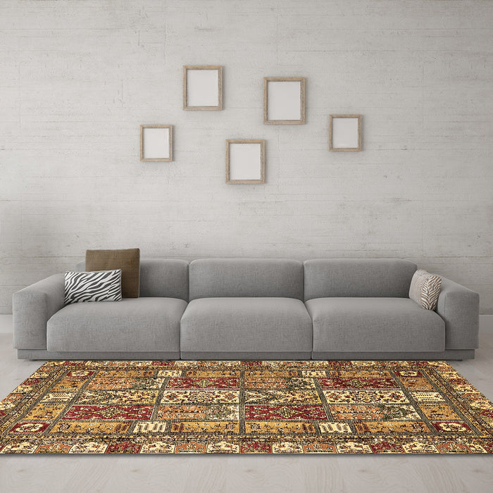 Machine Washable Abstract Brown Modern Rug in a Living Room,, wshabs368brn