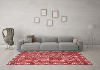 Machine Washable Abstract Red Modern Rug, wshabs368red