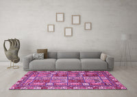 Machine Washable Abstract Pink Modern Rug, wshabs368pnk