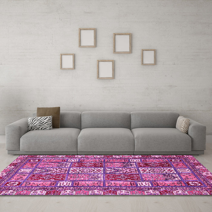 Machine Washable Abstract Pink Modern Rug in a Living Room, wshabs368pnk