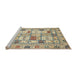 Sideview of Machine Washable Abstract Khaki Gold Rug, wshabs369